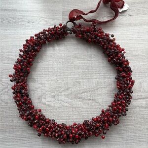 Vintage Pottery Barn Red Berry Holiday Christmas Beaded Wreath